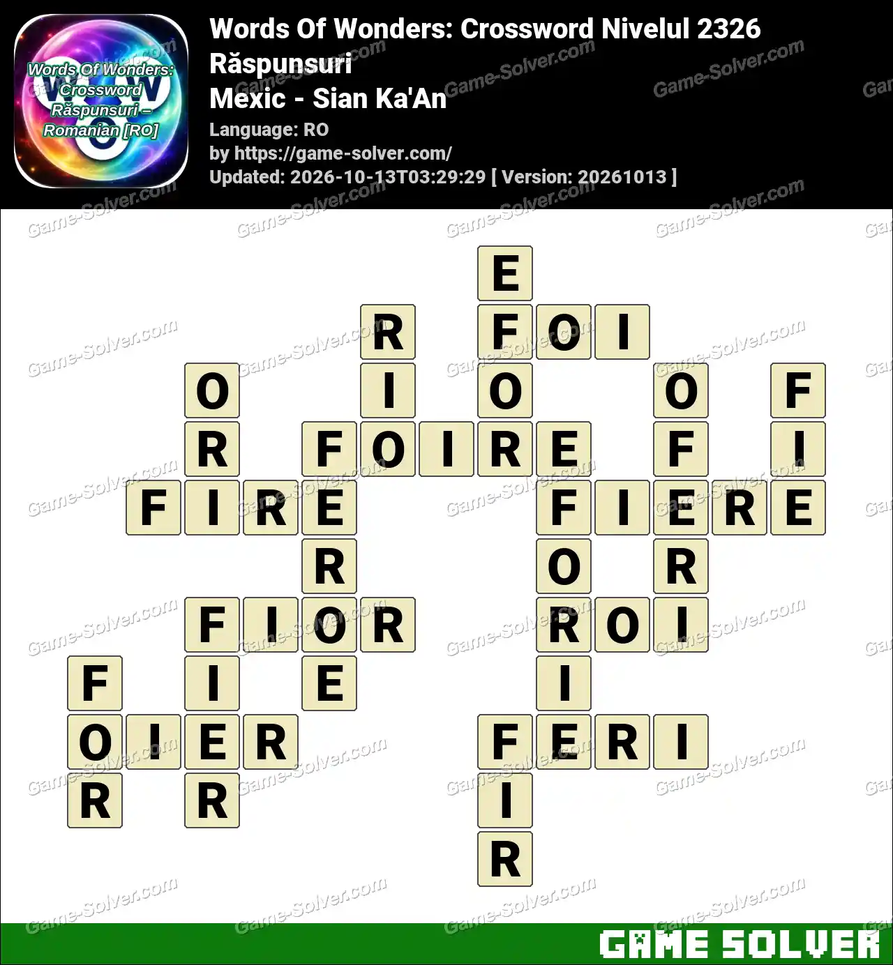 Words Of Wonders: Crossword Nivelul 2326 Răspunsuri – Mexic – Sian Ka’An